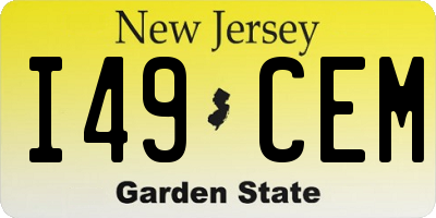 NJ license plate I49CEM