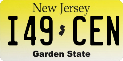 NJ license plate I49CEN