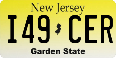 NJ license plate I49CER