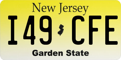 NJ license plate I49CFE
