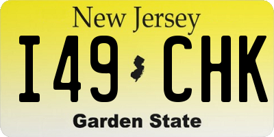 NJ license plate I49CHK