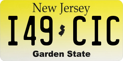 NJ license plate I49CIC