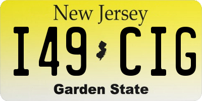 NJ license plate I49CIG
