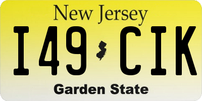 NJ license plate I49CIK