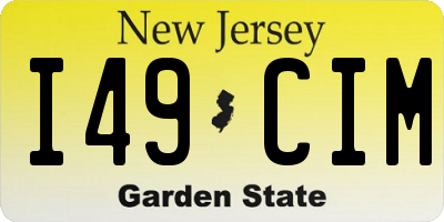NJ license plate I49CIM