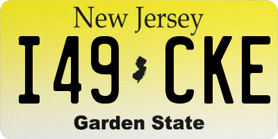 NJ license plate I49CKE