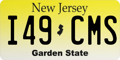 NJ license plate I49CMS
