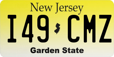 NJ license plate I49CMZ
