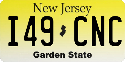 NJ license plate I49CNC