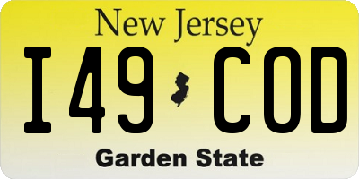 NJ license plate I49COD