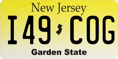 NJ license plate I49COG
