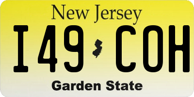 NJ license plate I49COH