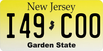 NJ license plate I49COO