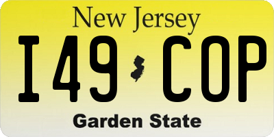 NJ license plate I49COP