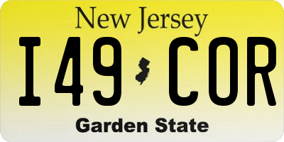 NJ license plate I49COR