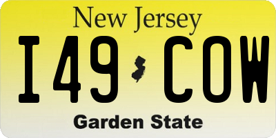 NJ license plate I49COW