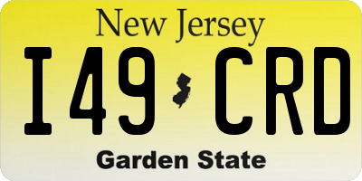 NJ license plate I49CRD