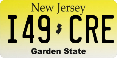 NJ license plate I49CRE