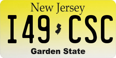 NJ license plate I49CSC