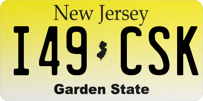 NJ license plate I49CSK