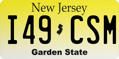 NJ license plate I49CSM