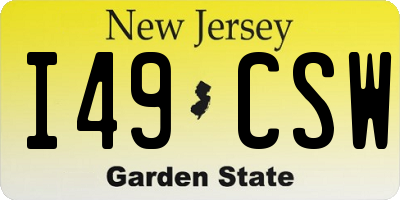 NJ license plate I49CSW