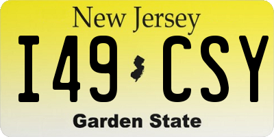NJ license plate I49CSY