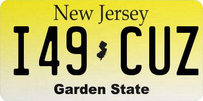 NJ license plate I49CUZ