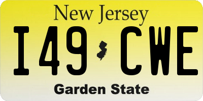 NJ license plate I49CWE