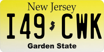 NJ license plate I49CWK