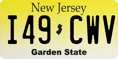 NJ license plate I49CWV