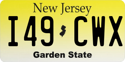 NJ license plate I49CWX