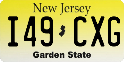 NJ license plate I49CXG