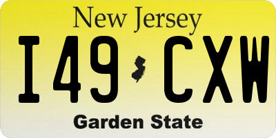 NJ license plate I49CXW
