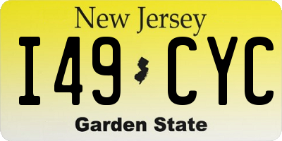 NJ license plate I49CYC