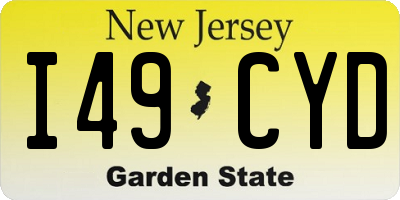 NJ license plate I49CYD