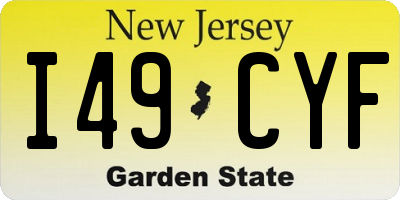 NJ license plate I49CYF