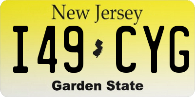 NJ license plate I49CYG