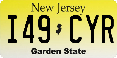 NJ license plate I49CYR