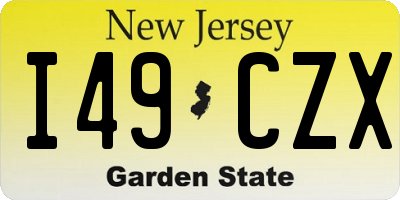 NJ license plate I49CZX
