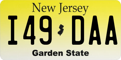 NJ license plate I49DAA