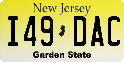 NJ license plate I49DAC