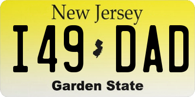 NJ license plate I49DAD