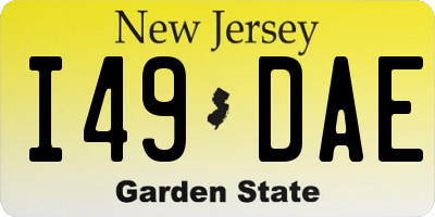 NJ license plate I49DAE