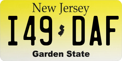NJ license plate I49DAF