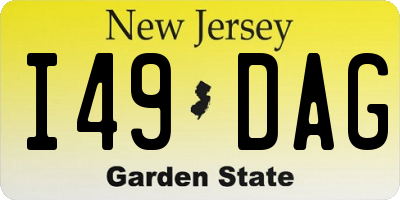 NJ license plate I49DAG