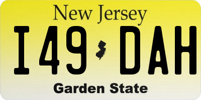 NJ license plate I49DAH