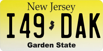NJ license plate I49DAK
