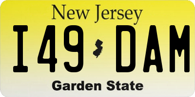 NJ license plate I49DAM