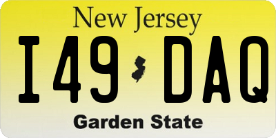 NJ license plate I49DAQ